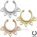 Rose Gold Skull Design Nose Piercing Faux Clip On Septum Piercing